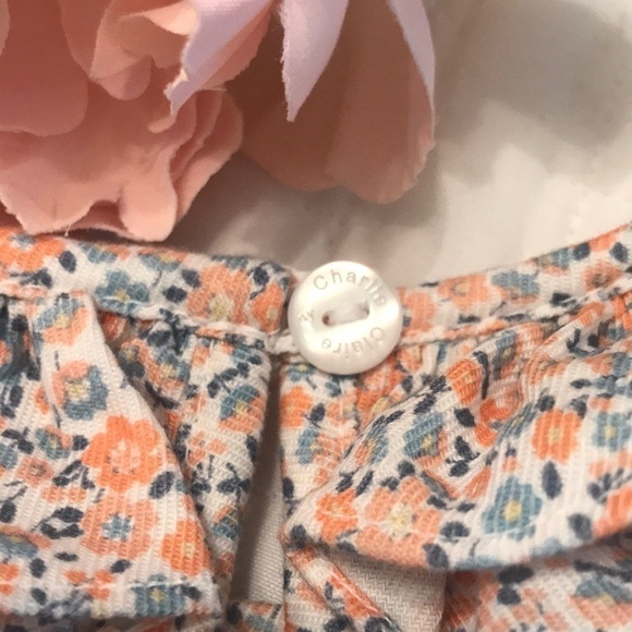 Claire & Charlie Orange Floral Ruffled Top Size 3T - Picture 7 of 9